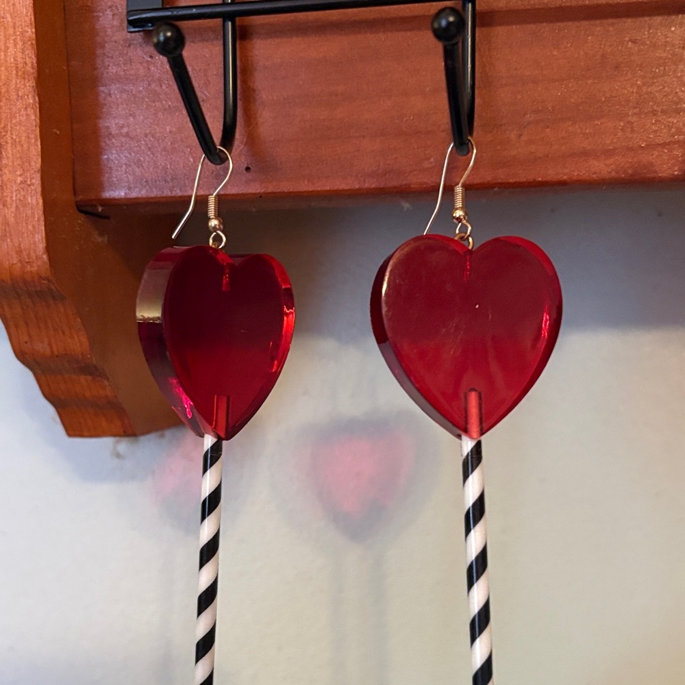 Red Heart Lollipop 🍭 Earrings like new without tags